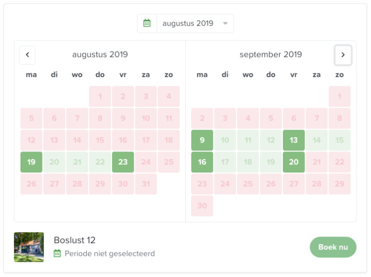 Uitbreiding zoek en boek Recranet Booking