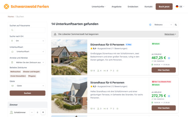 PMS ferienhausvermietung suche und buche
