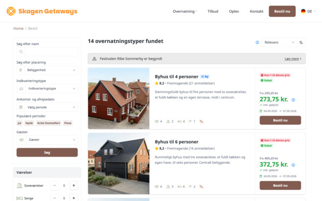 Bookingsystem ferieboligudlejning soeg og book
