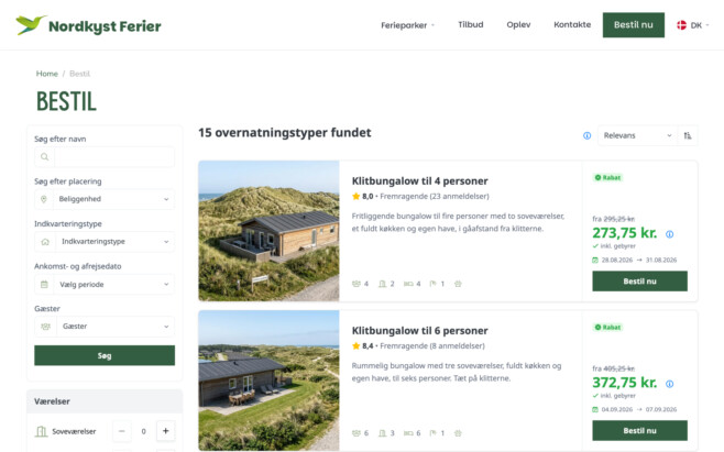 Bookingsystem feriekoncern soeg og book