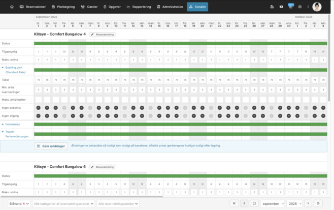 Bookingsystem feriekoncern channel manager