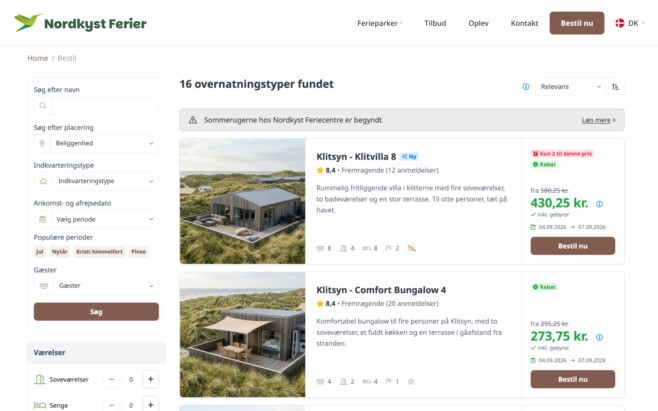 Bookingsystem feriekoncern soeg og book