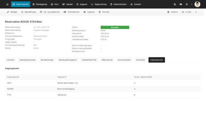 Bookingsystem adgangskontrol