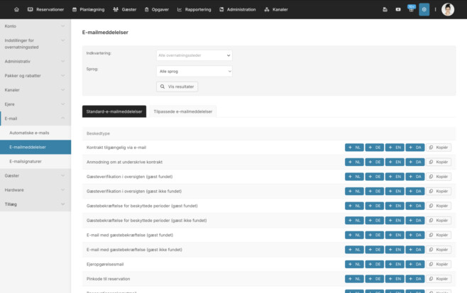 Bookingsystem automatiske e mails