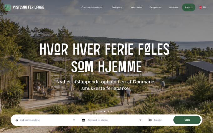 Bookingsystem feriepark hjemmeside desktop