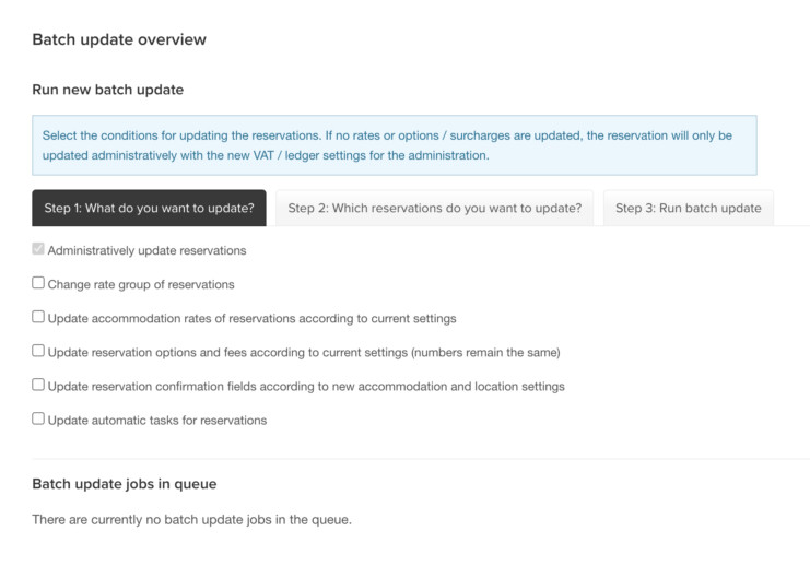 Reservation software batch update