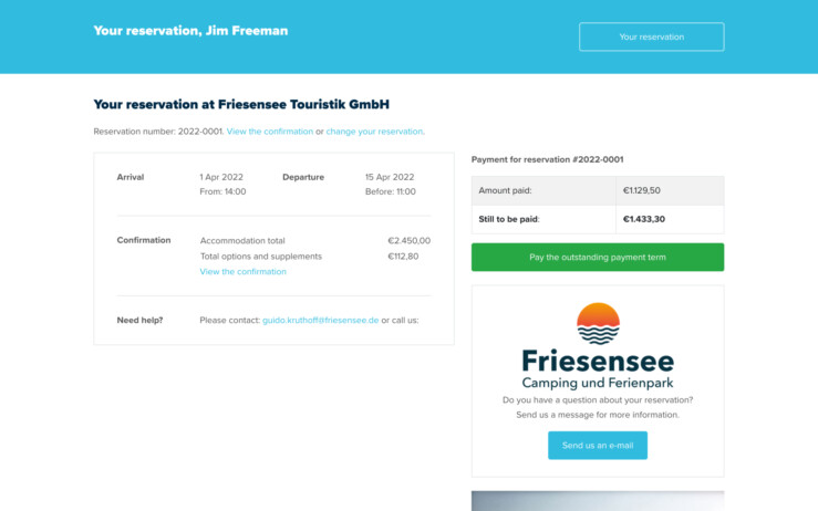 Reservation software guest environment