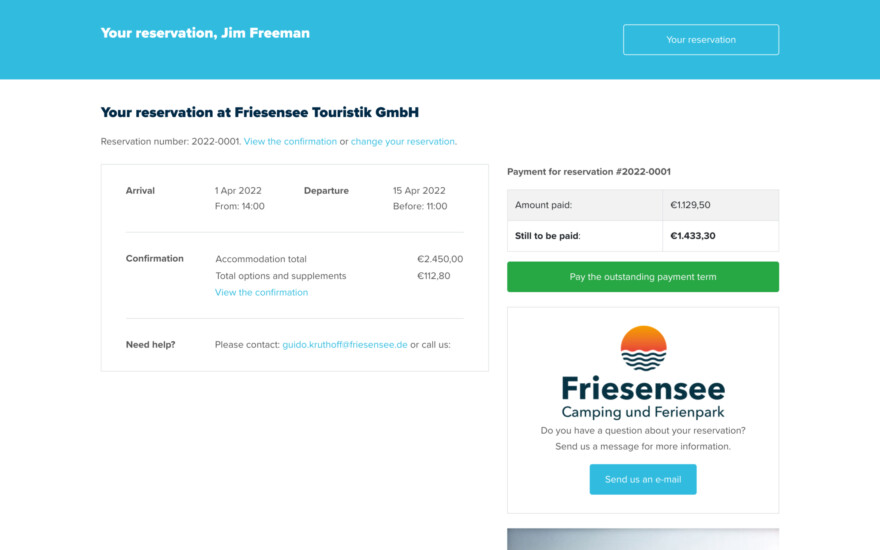 Reservation software guest environment