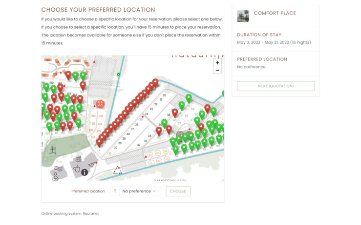 Reservation software book on map2