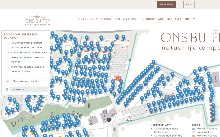 Reservation software book on map