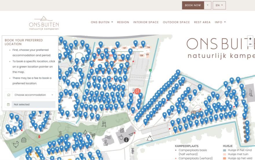 Reservation software book on map