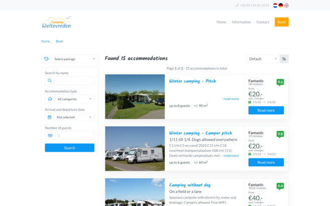 Reservation software campground search and book