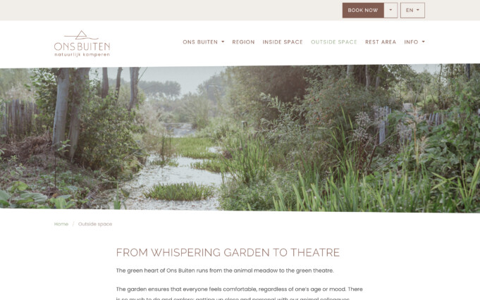 Online reservation software camping ons buiten website detail page