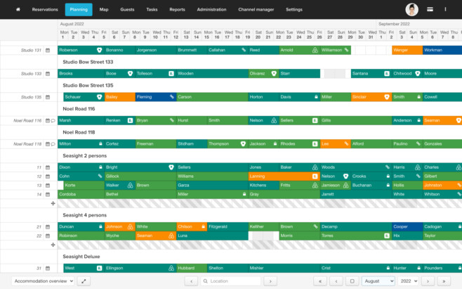 Reservation software planning board