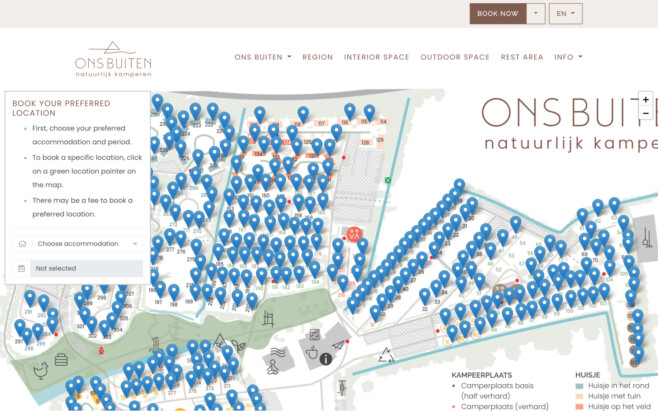 Reservation software book on map