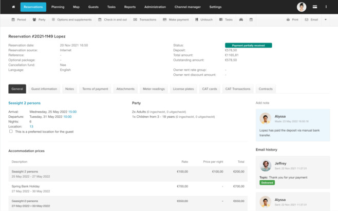 Reservation software CRM