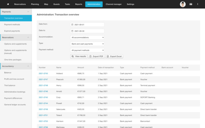 Reservation software accounting link