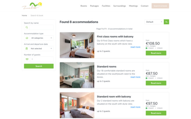 Reservation software hotels search and book