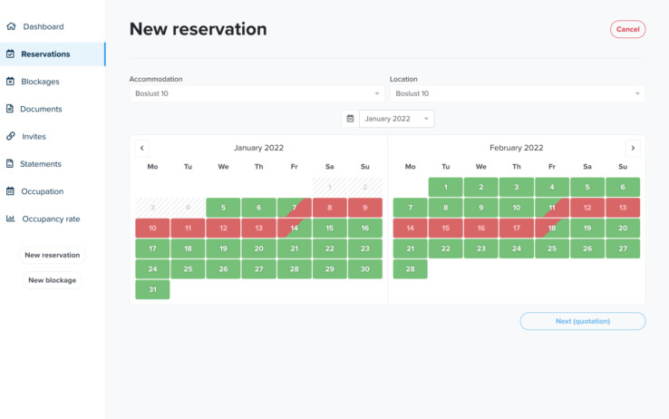 Reservation software holiday owners new reservation