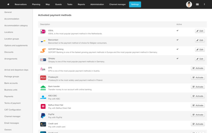 Reservation software online payment methods