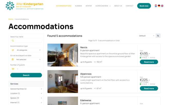 Reservation software winter resort search and book