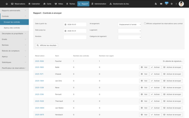 Logiciel de gestion camping emplacements saisonniers