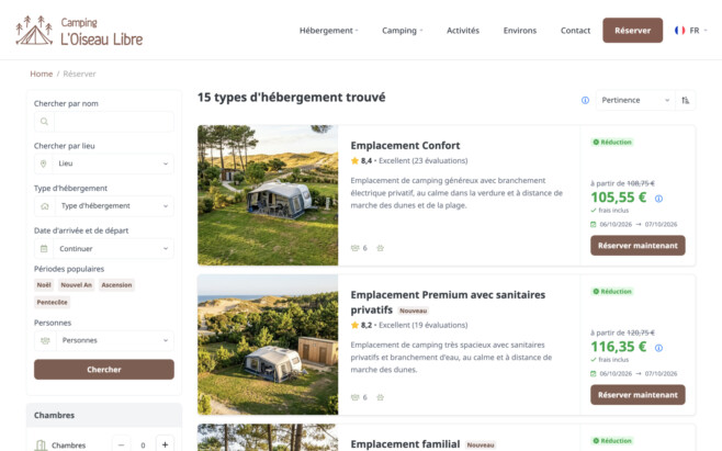 Logiciel de gestion camping recherche et reservation