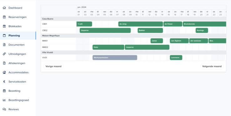 Reserveringssysteem eigenarenomgeving planning
