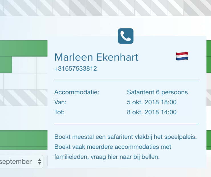 Voip telefoniekoppeling reserveringssyteem