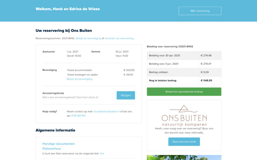 Reserveringssystee gastenomgeving