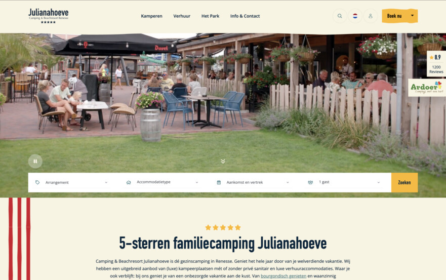 Website ontwikkeling vakantiepark camping verhuur vakantiewoningen