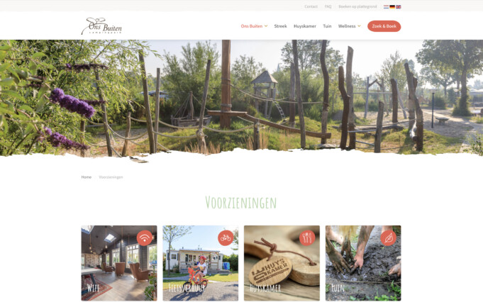 Online reserveringssysteem camping ons buiten website overzichtspagina