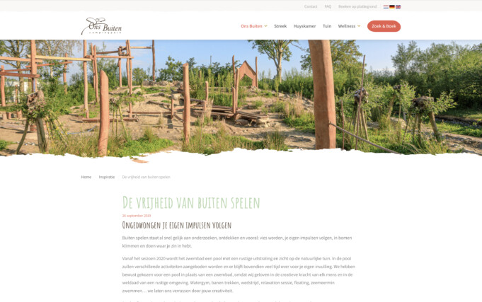Online reserveringssysteem camping ons buiten website detailpagina