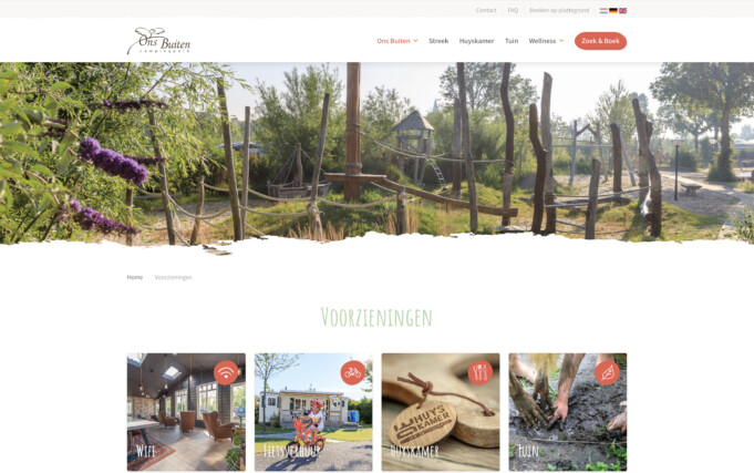 Online reserveringssysteem camping ons buiten website overzichtspagina