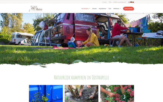 Online reserveringssysteem camping ons buiten website homepagina