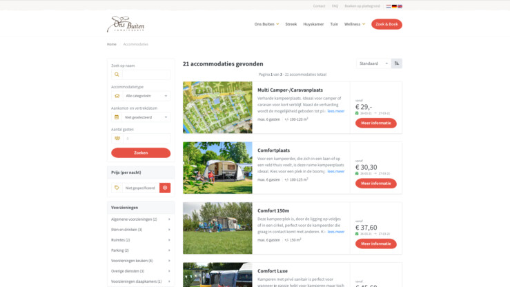 Online reserveringssysteem zoek en boek camping ons buiten