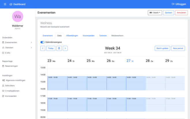 Recranet events backoffice 2021