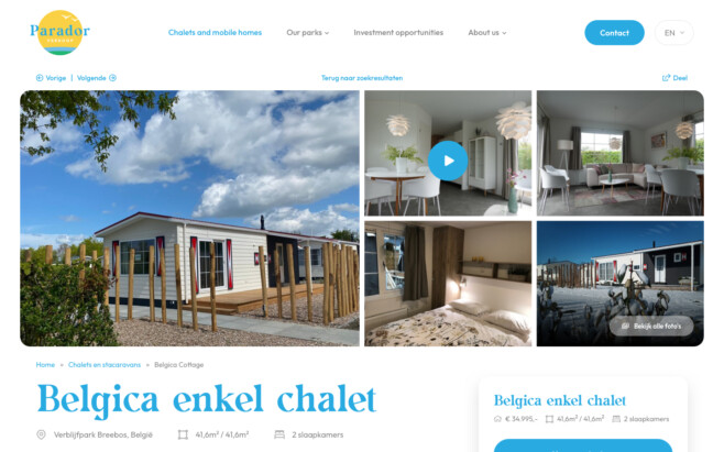 Verkoopwebsite accommodatie informatie