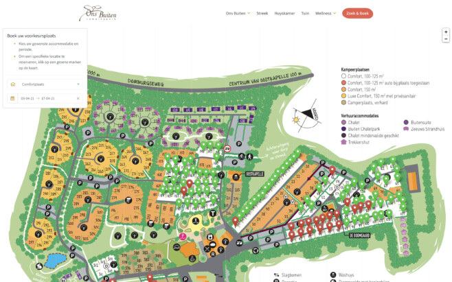 Reserveringssysteem camping plattegrond