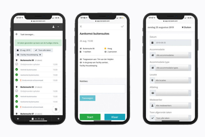 Reserveringssysteem hotel taken inplannen overzicht iphonex1