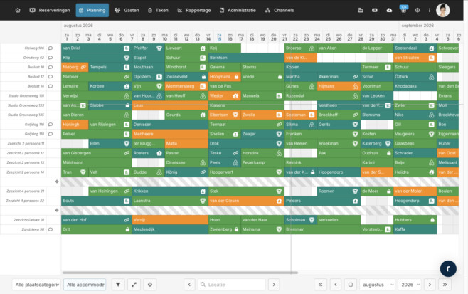 Reserveringssysteem vakantiepark planbord
