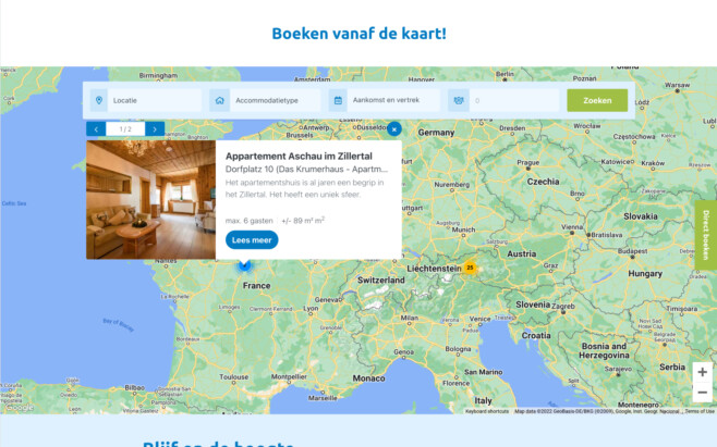 Reserveringssysteem winterresort zoek en boek kaart