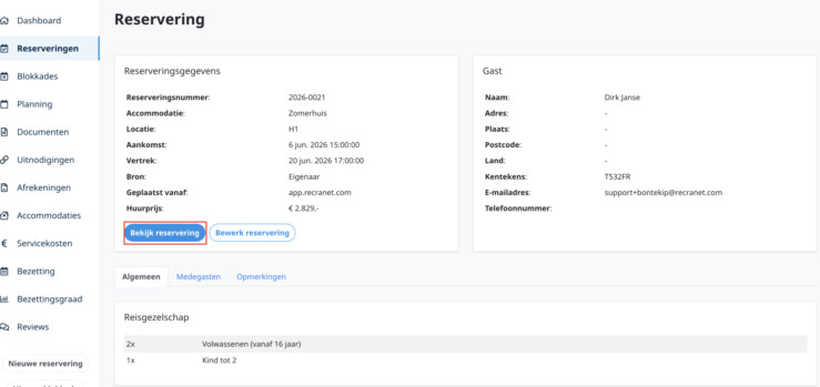 Directe link eigenaren gastenomgeving reserveringssysteem