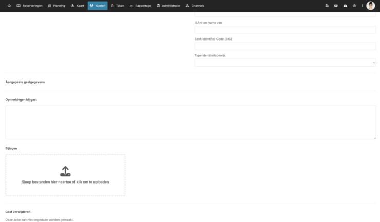 Reserveringssysteem bijlagen op gastkaart toevoegen