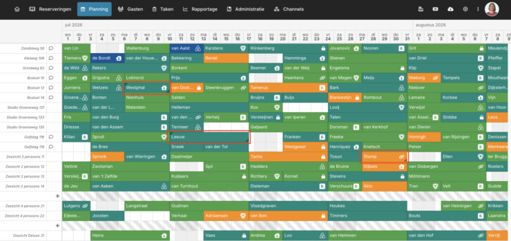 Late checkout vroege checkin planbord reserveringssysteem