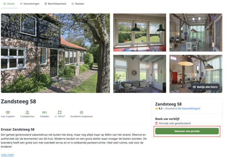 Selecteer periode knop toegevoegd in reserveringssysteem