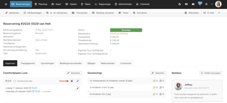 Reservering weergeven op planning reserveringssysteem recranet
