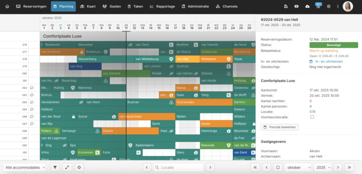 Reservering weergeven op planbord reserveringssysteem recranet