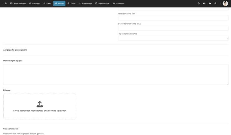 Reserveringssysteem bijlagen op gastkaart toevoegen