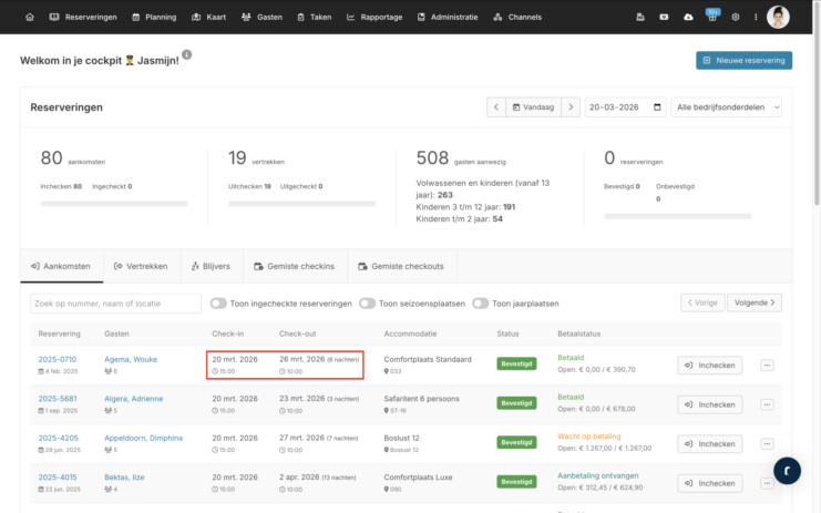 Reserveringssysteem incheckuitcheck cockpit